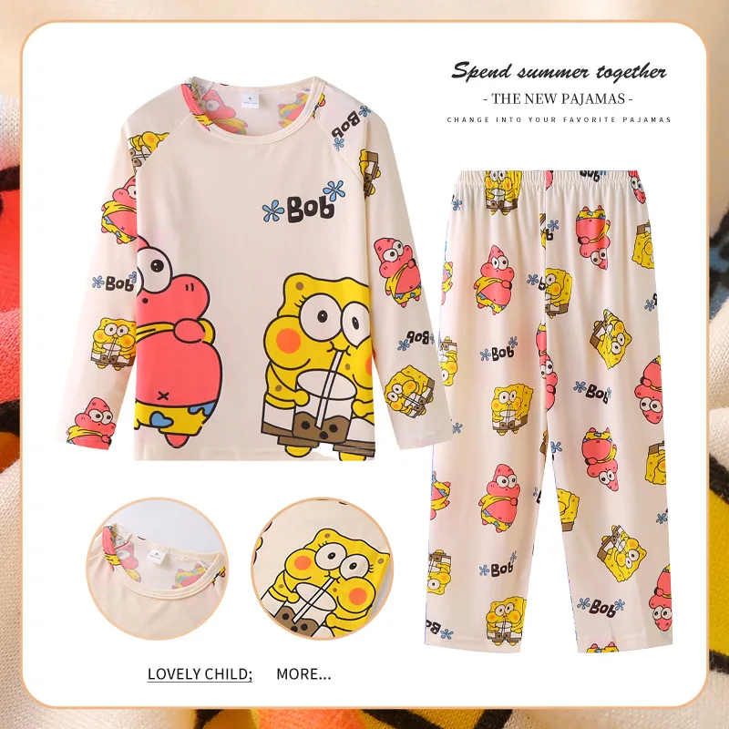 Girls\' Pajamas Spring And Autumn Long Sleeved Thin Cute Cartoon Children\'s Princess Style Home Clothing Set