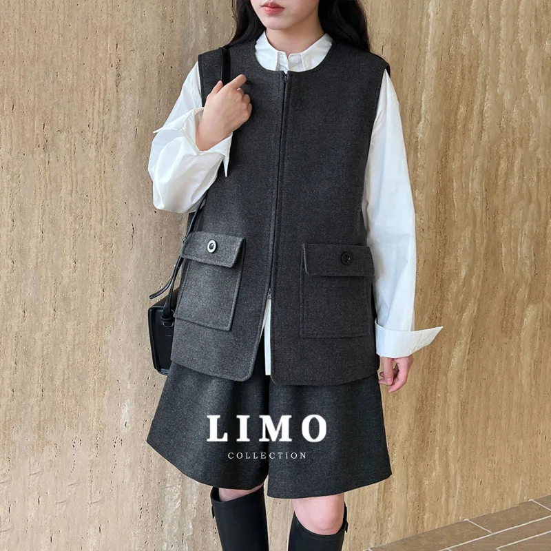 

LIMO 2025, осенне-зимний модный женский жилет, пальто без рукавов, твидовый акриловый свитер с большим карманом, жилет, повседневная уличная одежда на каждый день