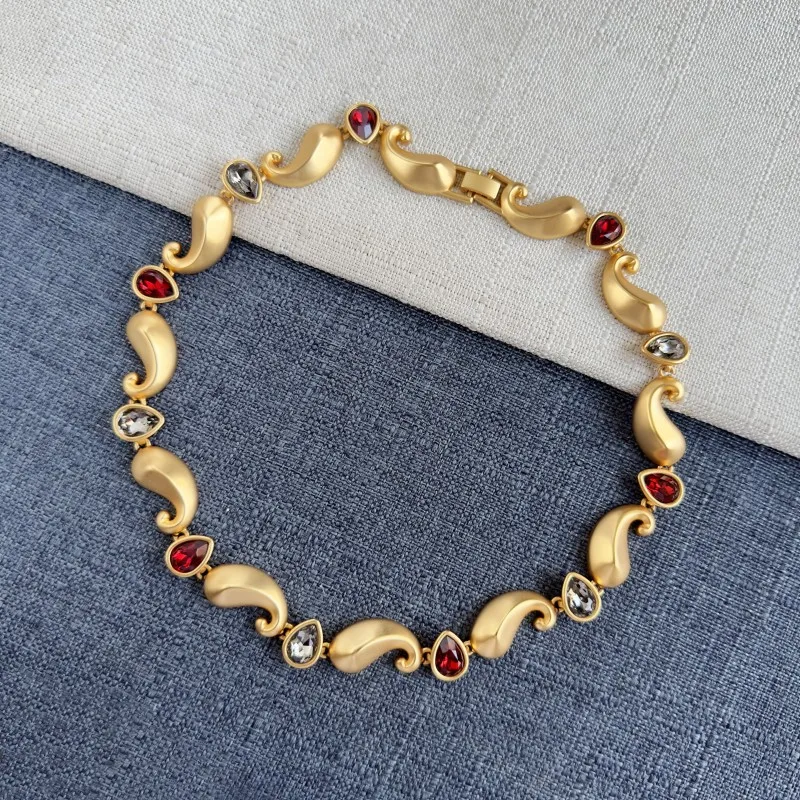 

Винтажное модное геометрическое ожерелье с радужной облачной волной и разноцветными стразами для женщин, уникальный ювелирный подарок