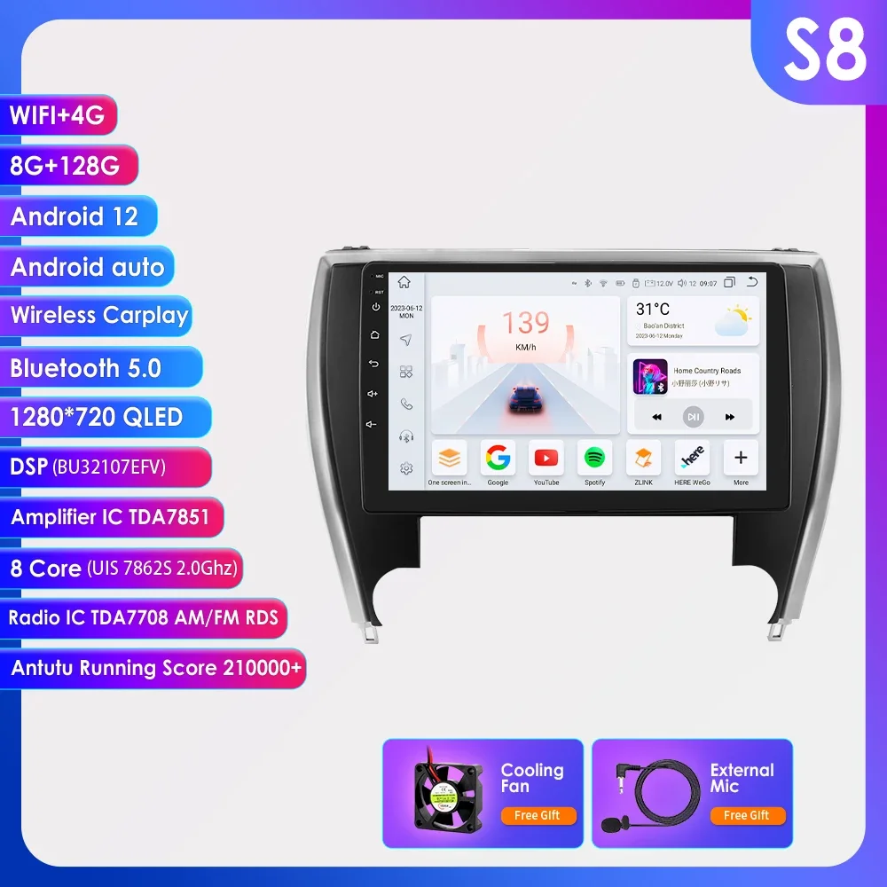 Hizpo Auto Radio Player Head Unit Plug Und Play Für Toyota Camry 2015-2017 Nordamerika Version GPS Navigation android Auto DSP