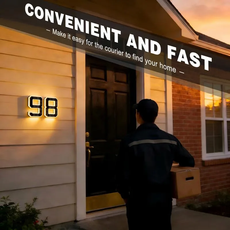 Custom Solar LED Lighted House Numbers Letters Waterproof Luminous Address Sign Outdoor Home Wall Decor Number Door Plates