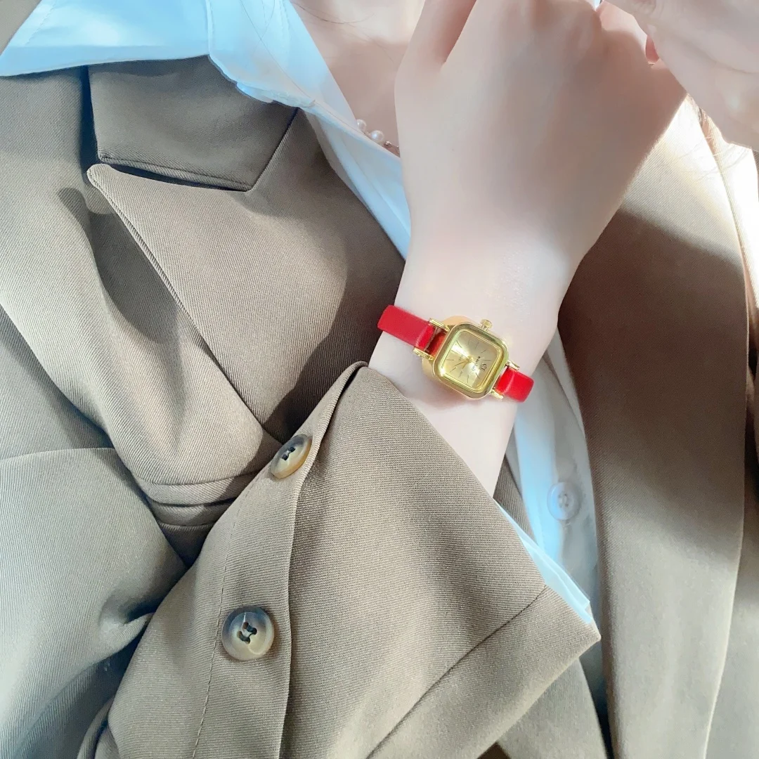 Relojes sencillos para Mujer, Reloj de cuero de diseño lujoso, Reloj de pulsera de cuarzo para Mujer, Reloj con esfera cuadrada pequeña, Reloj de regalo para Mujer