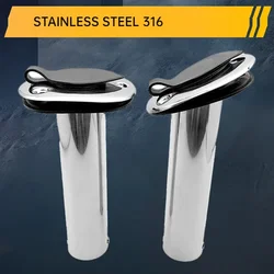 316 Stainless Steel Fishing Rod Holder with PVC Cap Inner Tube and Gasket 15/30/90 Degree for Boat Marine Accessories