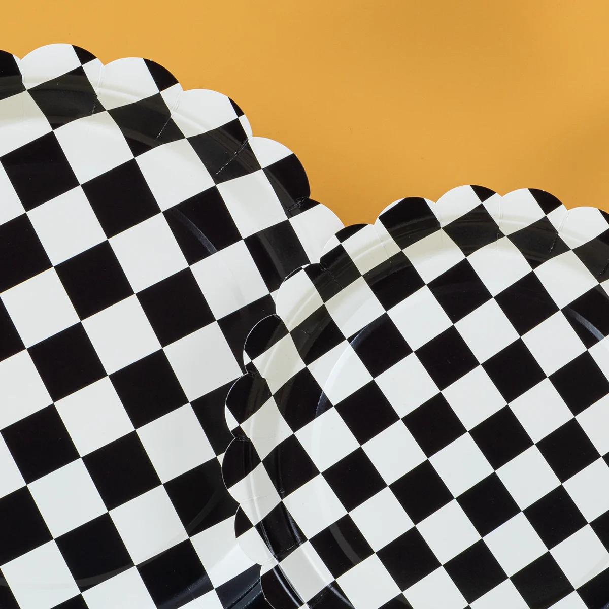 10/25/50pcs Black White Checkerboard Disposable Paper Plates Party Dinner Plates for Birthday Party Supplies view 5