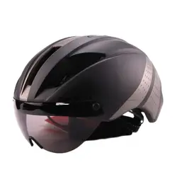 NEW 280g Aero Goggle TT Road Bicycle Helmet In-Mold Racing Cycling Bike Sports Safety Helmet Time-Trial Cycling Helmet