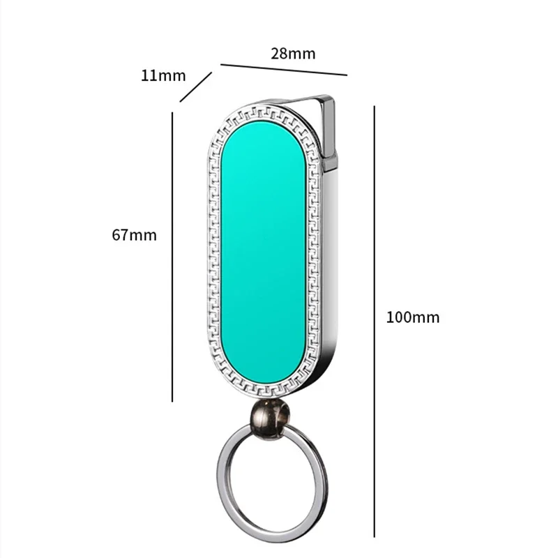 New Fashionable Keychain Portable Windproof Lighter Metal Jet Flame Inflatable Butane Gas Compact and Exquisite Lighter