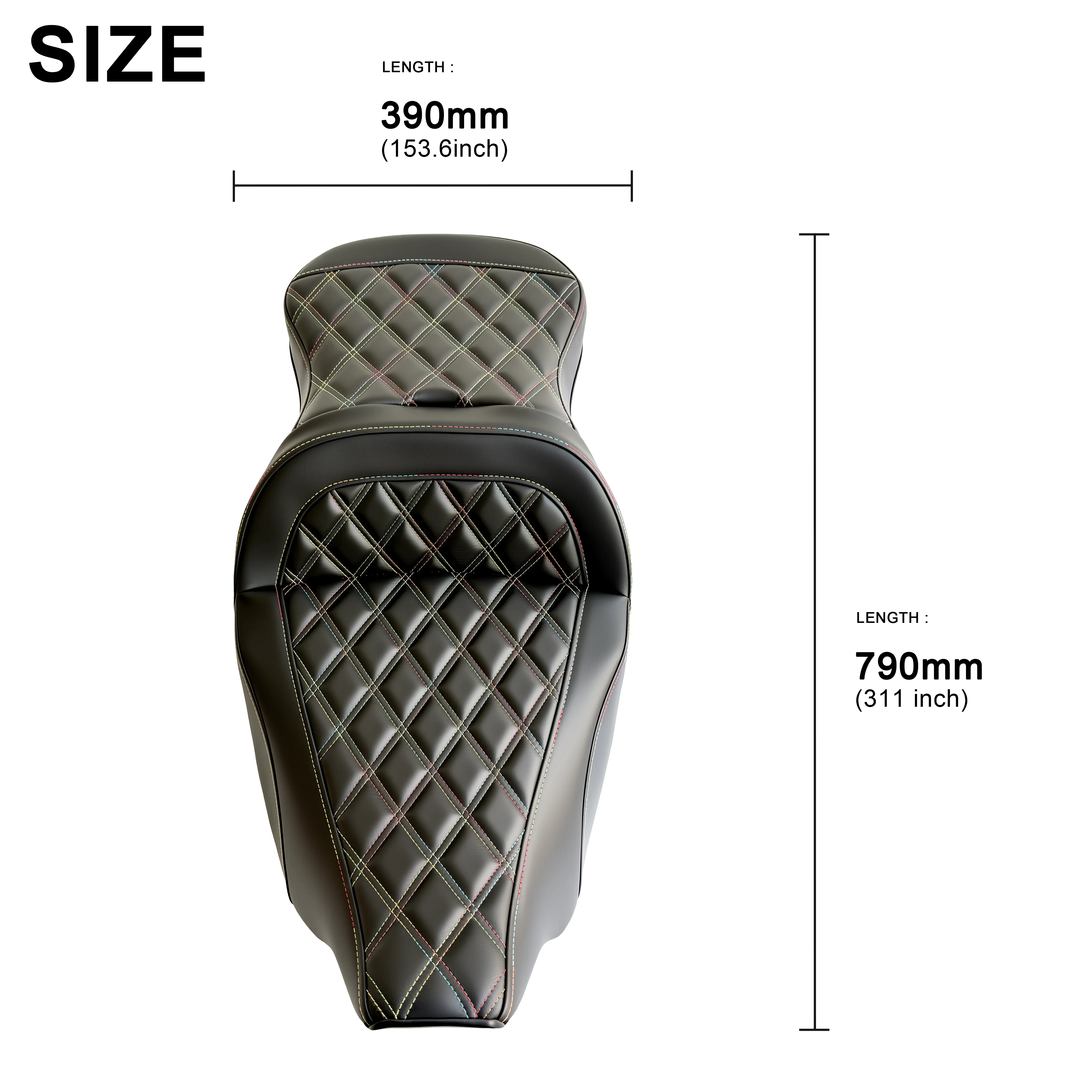 Rainbow Stitch Double Gel Step-up Sofa Seat Soft for Harley Street Glide Road Glide ultra Limited 2009-2023 Motorcycle Parts