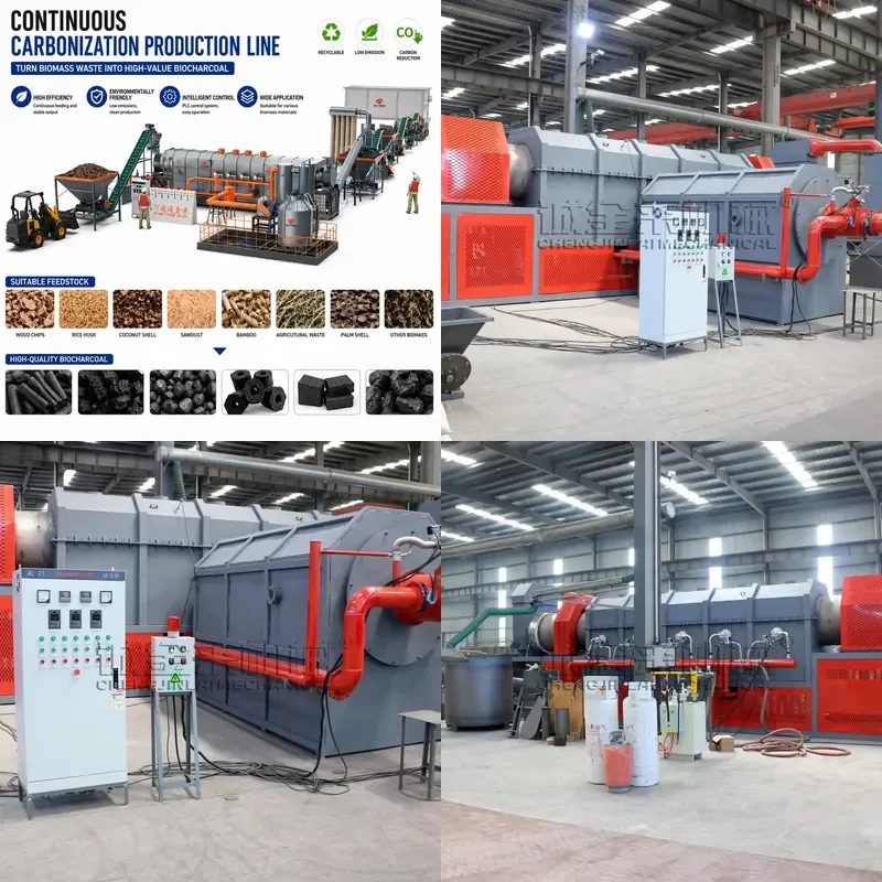 Sawdust Charcoal Briquettes Carbonization Furnace Biochar Pyrolysis Machine Palm Kernel Shell Charcoal Making Machine Motor