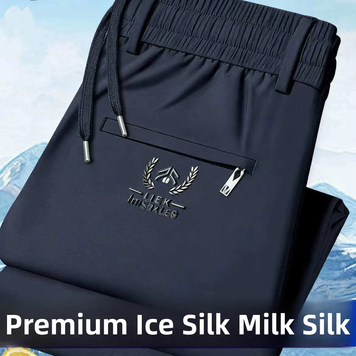 Ice Silk Men's Casual Pants Summer Ultra-Thin Elastic Waist Straight Leg High-End Business Drape Versatile Long Trousers