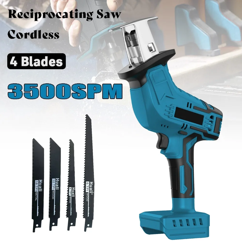 Cordless Reciprocating Saw for Makita 18V Battery, 4 Saw Blades Kit Cutting Tool for Wood Metal PVC (Battery Not Included)
