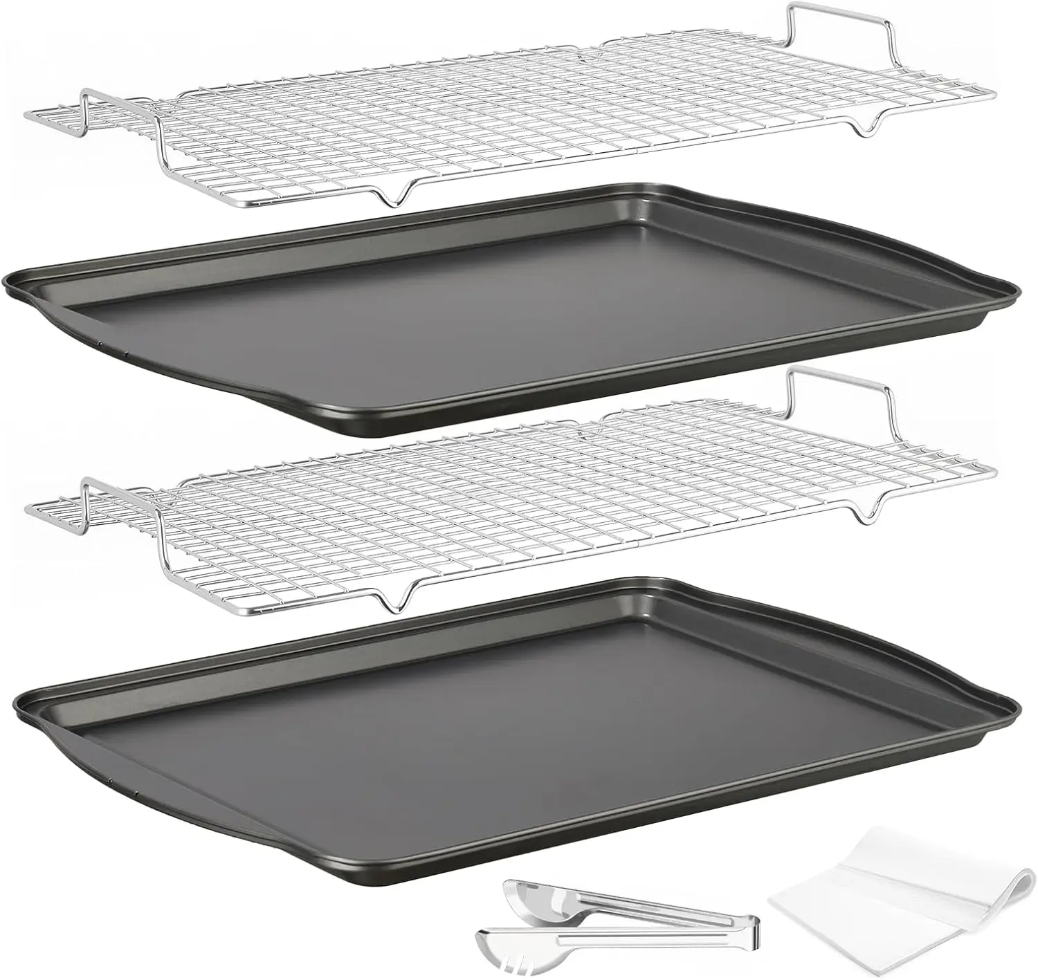 

Baking Sheet with Rack Set, Carbon Steel Cookie Sheets for Baking, Multipurpose Cooking Sheet Pan, Cooling Rack, Nonstic