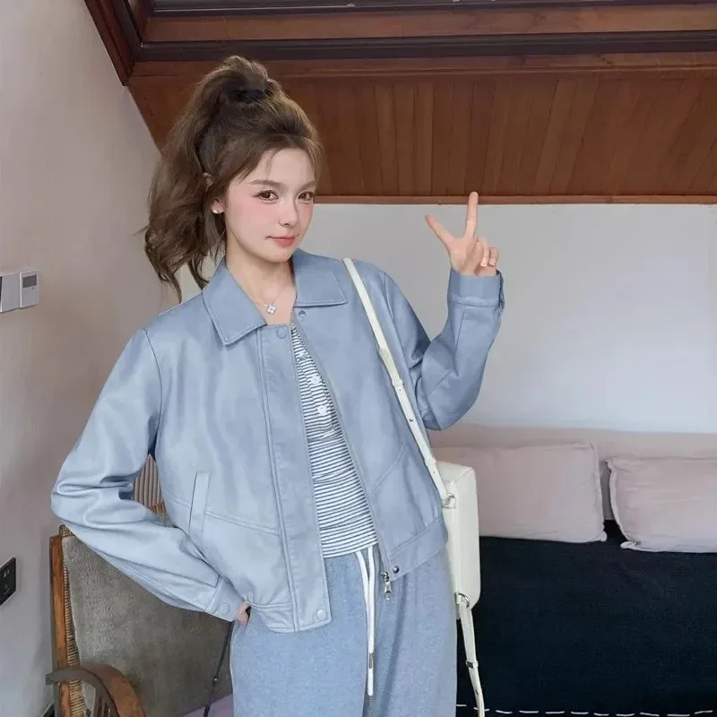 Women Clothes Autumn Simplicity Fashion Button Solid Color Polo Collar Cardigan Female Fashionable All-match Appear Thin Coat
