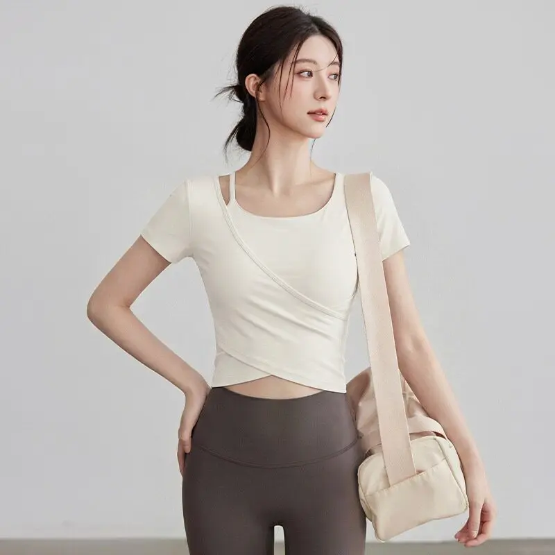 Yoga Clothing Long-sleeved Women's High-looking Slimming Tops with Chest Pads Professional Training Pilates Fitness Clothing