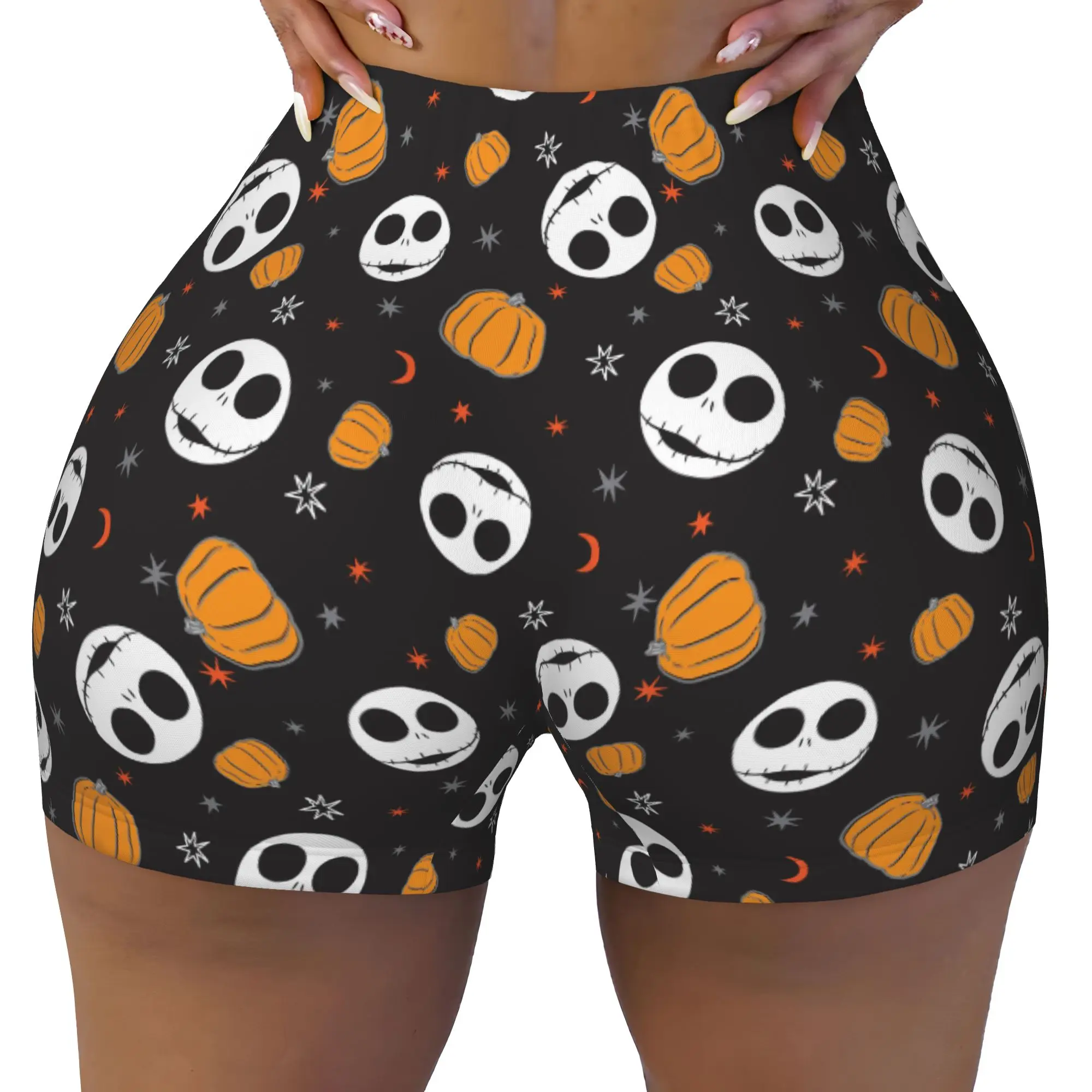 Custom Skellingtones Skull Workout Shorts Women Halloween Gym Volleyball Biker Yoga Shorts