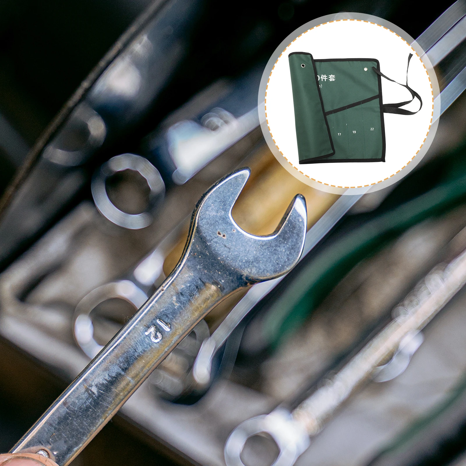 

Свернутая сумка для инструментов, холщовый органайзер для гаечных ключей для механиков, электриков, автоработков, многоцелевой чехол для хранения рулонов инструментов