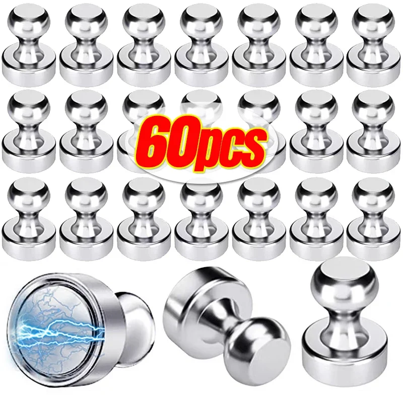 60-2PCS Magnetic Pins Neodymium Magnetic Thumbtacks For Whiteboard Cone Super Strong Fridge Pushpin Magnets Home Storage Tools