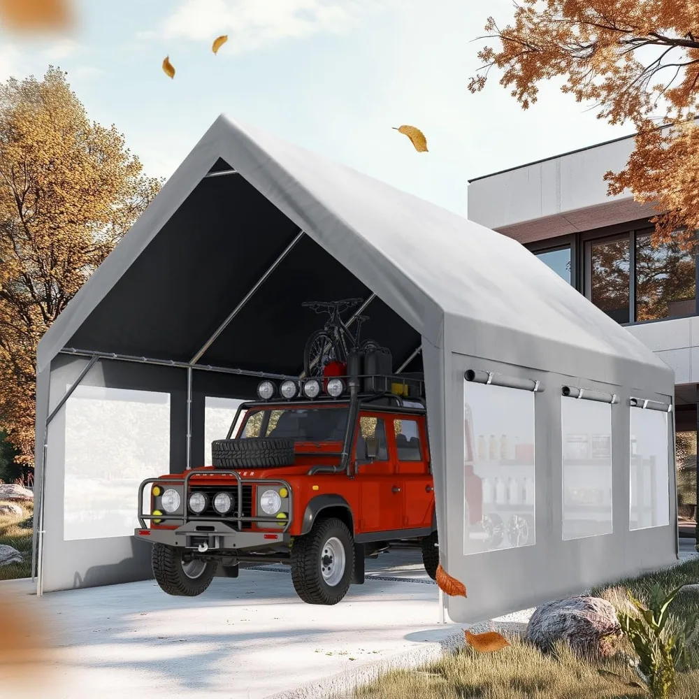 

Heavy Duty 12x20 ft Carport Tent with Ultra-High Peak & Ventilation Windows, Waterproof Outdoor Canopy Shelter for Events, Stor