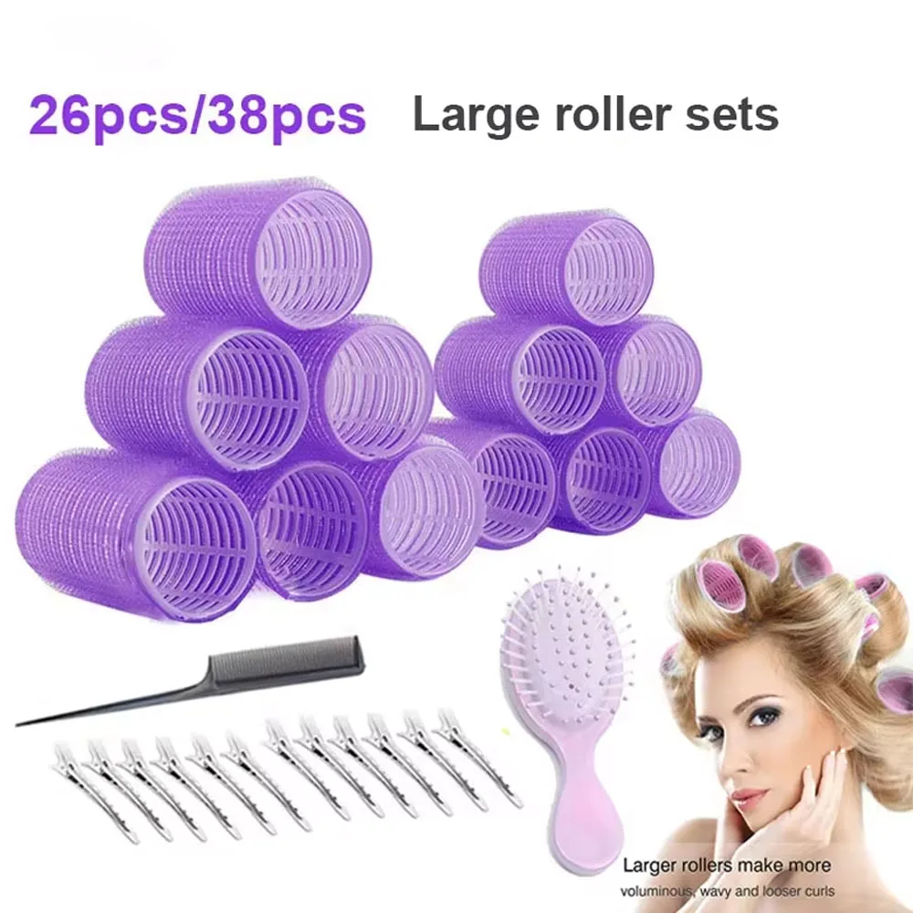 

26/38pcs Heatless Curls Self Grip Hair Rollers Hair Magic Curler Natural Curling No Heat Hair Curlers Hair Bangs Styling Tools