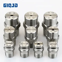 304 Stainless Steel Fan-Shaped Nozzle 1/8 1/4 3/8 1/2  Male Thread  65  80  95 110 Spray Angle High Pressure Atomization Nozzle
