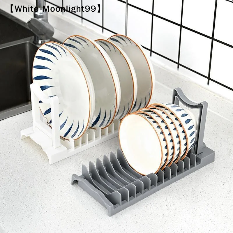 Kitchen Dishware Storage Rack Sink Disposal Shelf Home Use Tabletop Bowl Drainage Storage Box Dish Drying Holder〔White〕