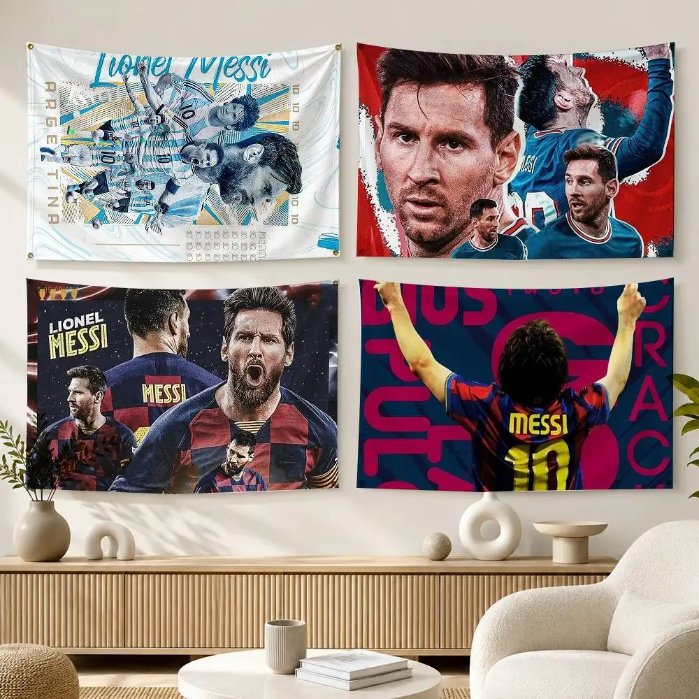 Argentina Football M-Messi  Flags Wall Hanging Background Art Banner for Bedroom Home Outdoor Decor