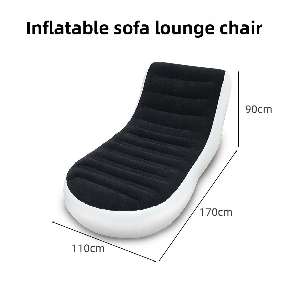 

Portable Inflatable Sofa L Shaped Chair for Camping Plush Velvet Tatami Style Storage Sofa Single Bed Easy Quick Setup
