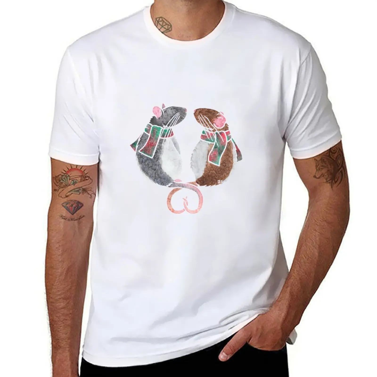 

Watercolour rats T-Shirt essential t shirt black cotton t-shirt plain for man package T-Shirt