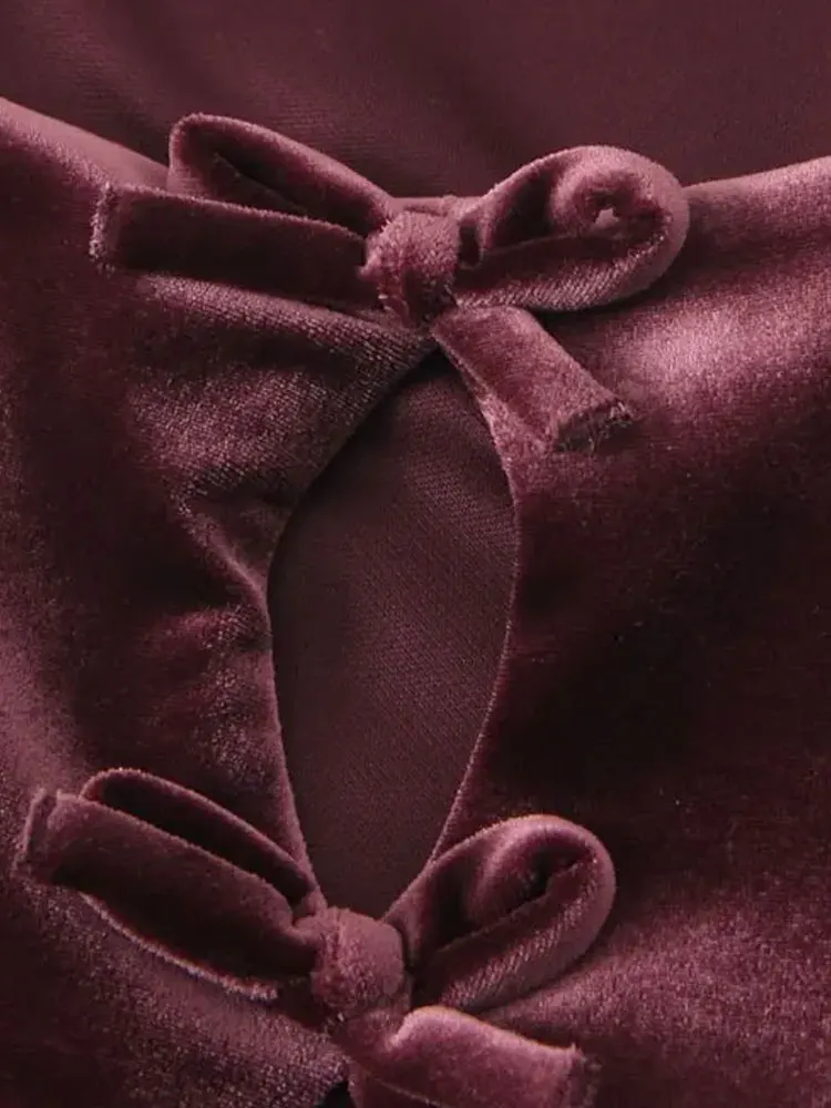 قمصان نسائية بدون أكمام مع فيونكة خلفية، رقبة مستقيمة، سحاب جانبي، كاميس نسائي، أزياء مثيرة