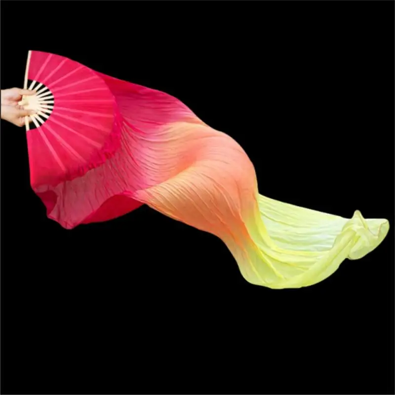 150cm Long Gradient Color Imitation Silk Belly Dance Fans Bamboo For Women Belly Dancing Stage Performance Practice Accessories image 5