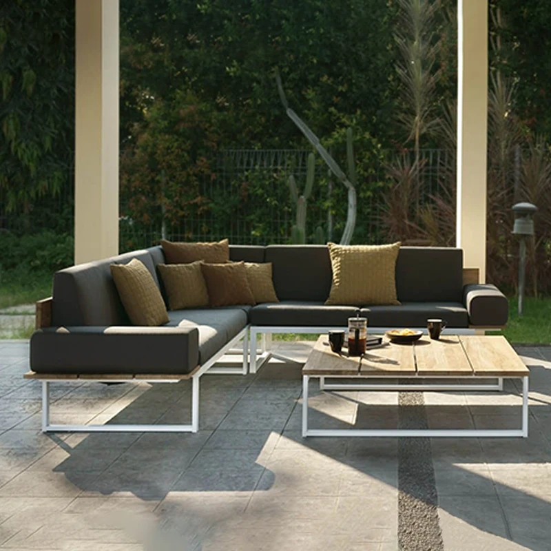 

# Hot Outdoor Aluminum Sofa Set Furniture Garden Sofa And Coffee Table Set Lounge Set For Hotels Parks Garden Restaurant Beach