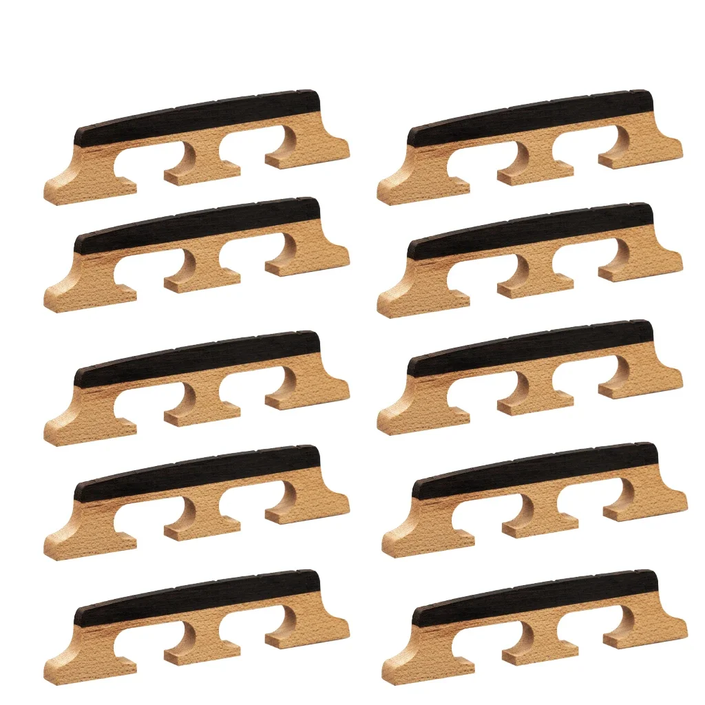 6 Strings Banjo Bridge 6-String Banjo Guitar Parts Replacement Maple & Ebony Three Legged Bridges Banjo Parts Accessories 10PCS