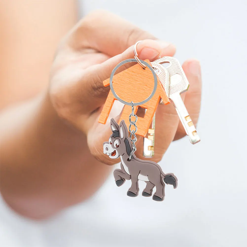 

8Pcs Donkey Keychain Cartoon Pendant Lightweight Portable Bag Hanging Ornaments Birthday Animal Party Favor