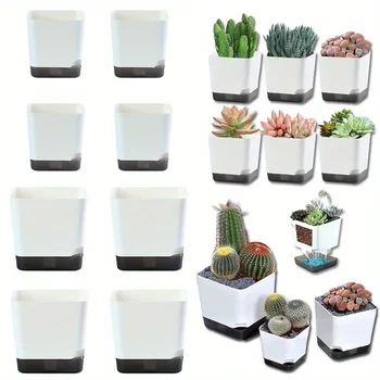 5Pcs Plant Pots, Self Watering Flower Pots Indoor Outdoor, Self Watering Planters with…