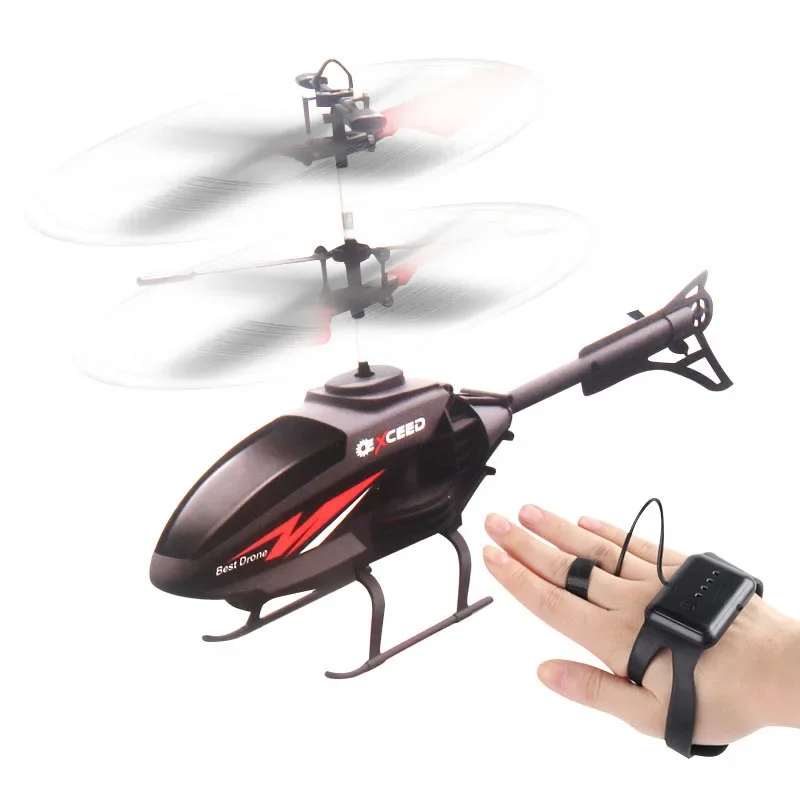 Uhr Handgelenk Handgesteuerter Induktionsflugzeug Schlagfester Hubschrauber mit Beleuchtung Wiederaufladbare Mini-RC-Drohne