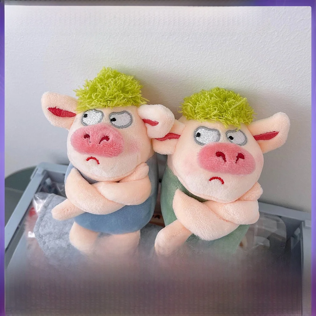 porte-cles-et-breloque-de-sac-en-peluche-cochon-agressif-vert-aux-cheveux-verts-mignon-et-original-en-tissu-doux-cadeau-pour-tous-les-ages
