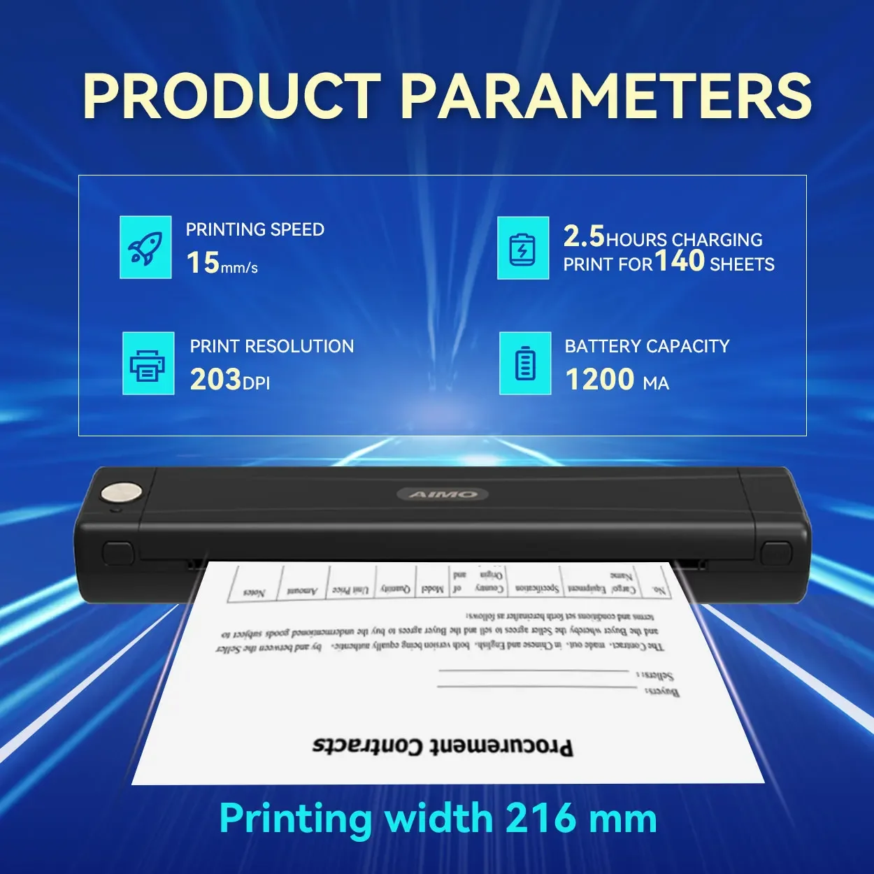 AIMO New Arrivals Inkless Blue tooth USB Portable Printer A4 Thermal Printer