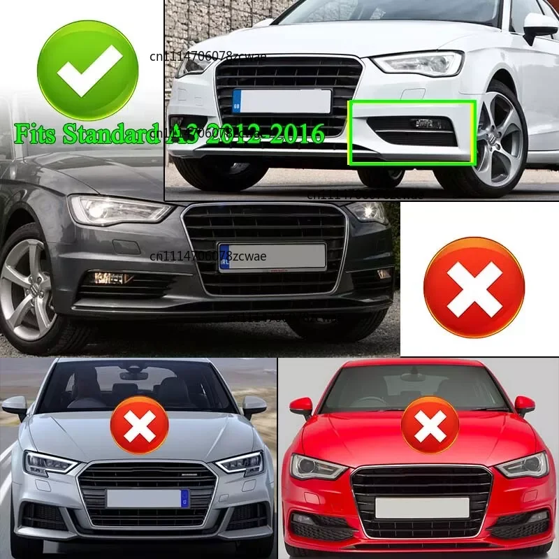 Glossy Black Front Bumper Fog Light Bezel Grill Honeycomb Mesh Fog Light Grille Cover FOR AUDI A3 2012-2016 8V3807681 8V3807682