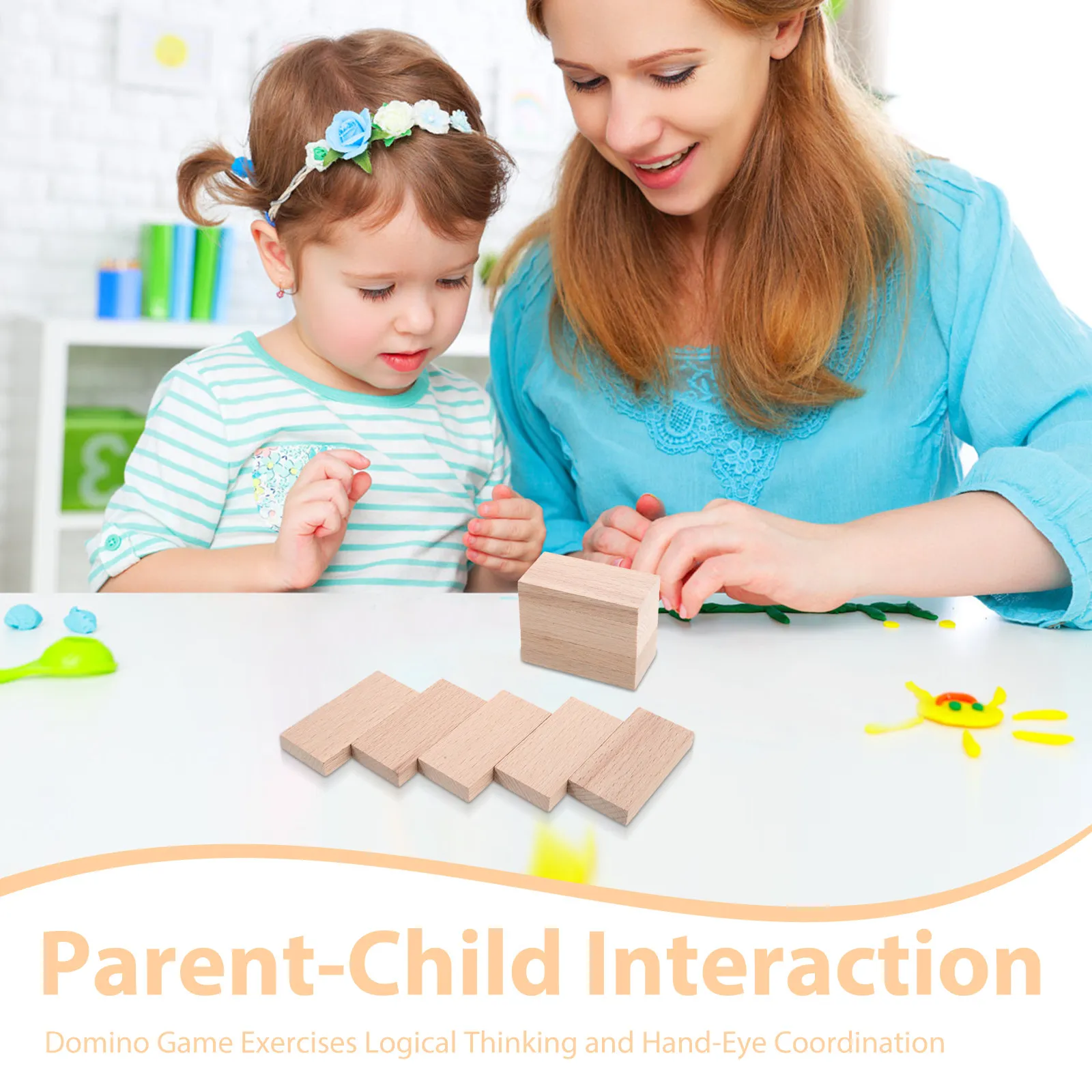 100 Pezzi Blocchi di Domino in Legno di Faggio, Gioco di Impilamento Naturale per Bambini e Famiglia, Torre Traballante per Esterni, Gioco di Equilibrio Montessori