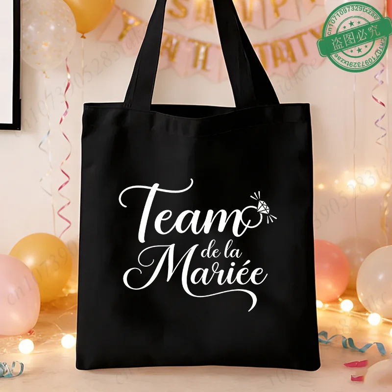 Témoin Team De La Mariée Future French Bachelorette EVJF Party Canvas Tote Bags Bridal Shower Wedding Party Reusable Handbags