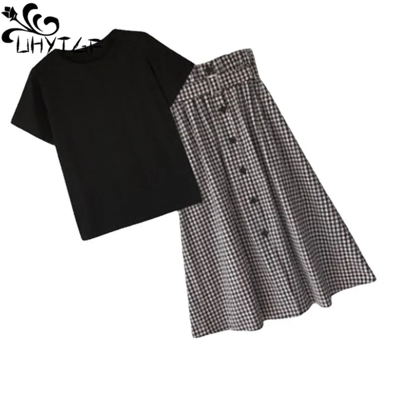 

Женское платье с коротким рукавом и юбкой, большие размеры