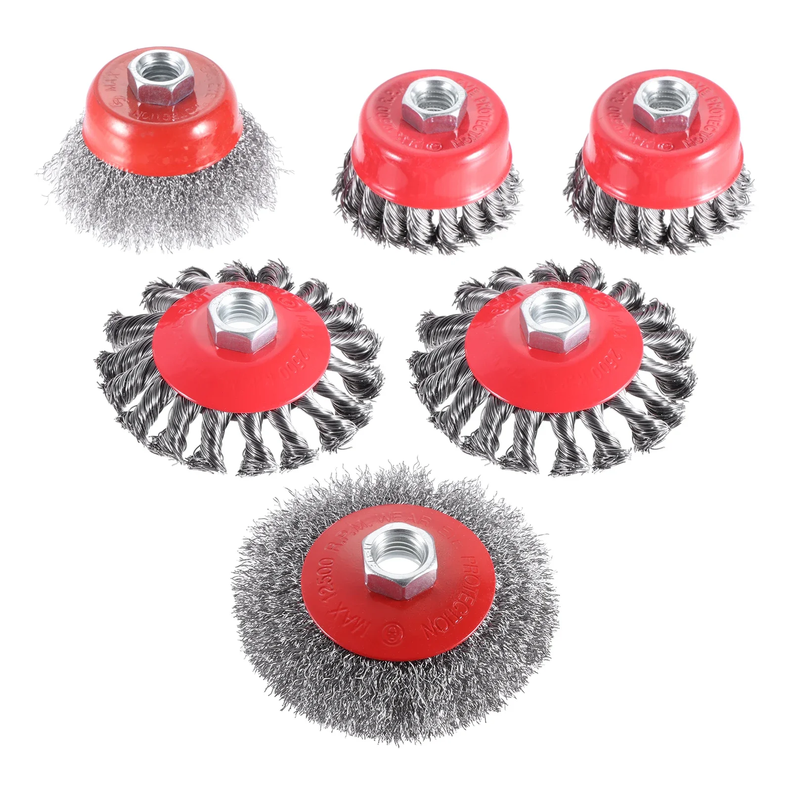 6pcs 4 Inch/3 Inch Twisted Knotted & Coarse Crimped Wire Brush for Angle Grinder Drill Rotary Tool Polishing Deburring Cleaning