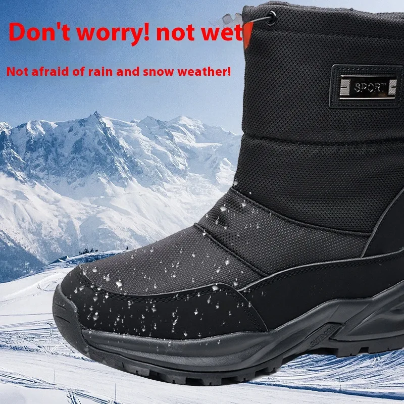 Men Women Winter Boots Outdoor Travel Thick Snow Boots Zipper Non-slip Cotton Shoes Plus Velvet Warm Casual Cold Resistant Shoes