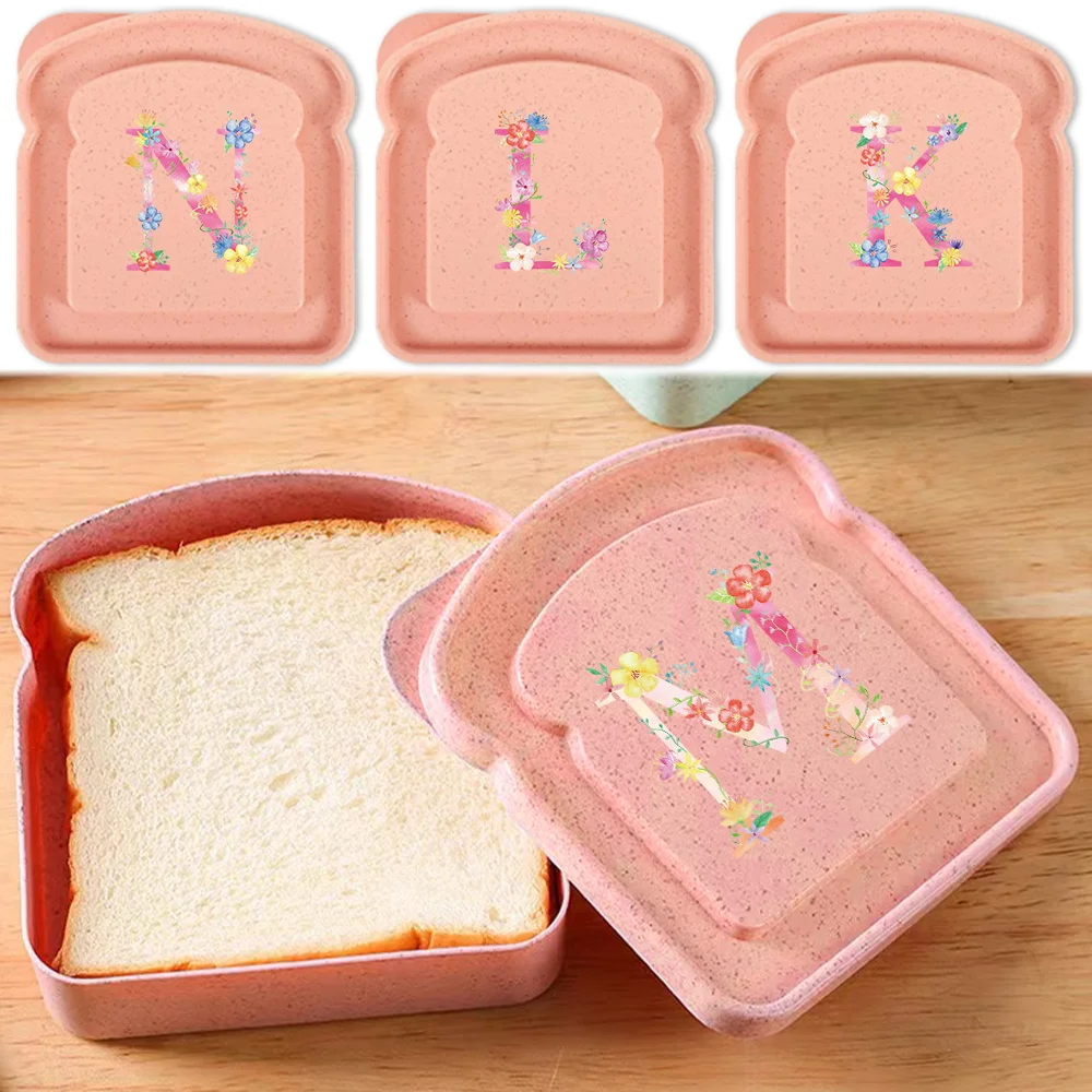 

Portable Lunch Box Toast Sandwich Case Bread Bag Large Capacity Bento Food Container Reusable Organizer Pink Letter Pattern