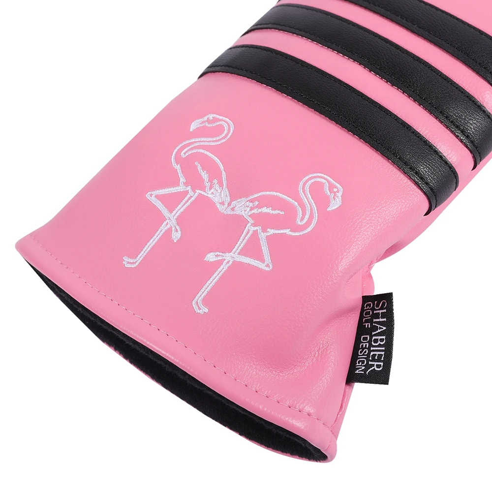 Juste de conducteur en cuir PU souple brodé flamant rose, housse de sauna pour club de golf, 460CC, applique rose #10