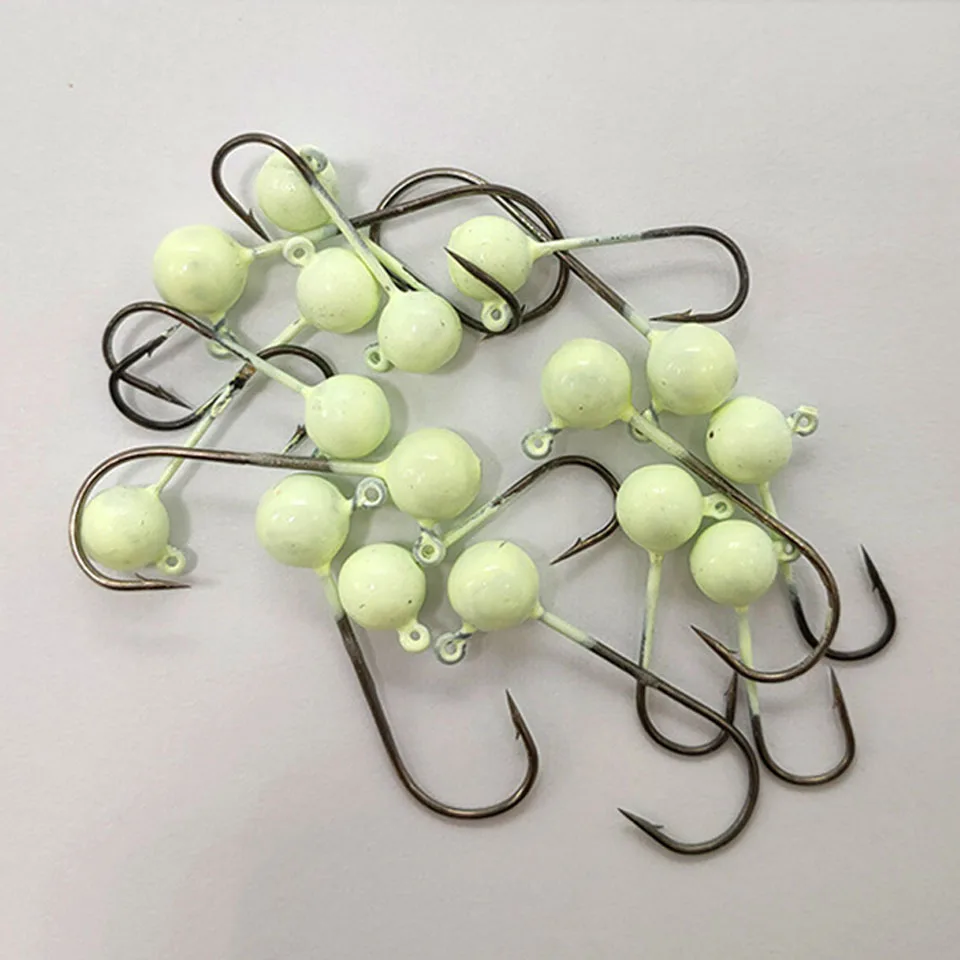 10pcs/lot 1.5g 2g 3g Mini Fishing Hooks Luminous Micro Jig Head Fishhook Soft Bait Fishing Tackle