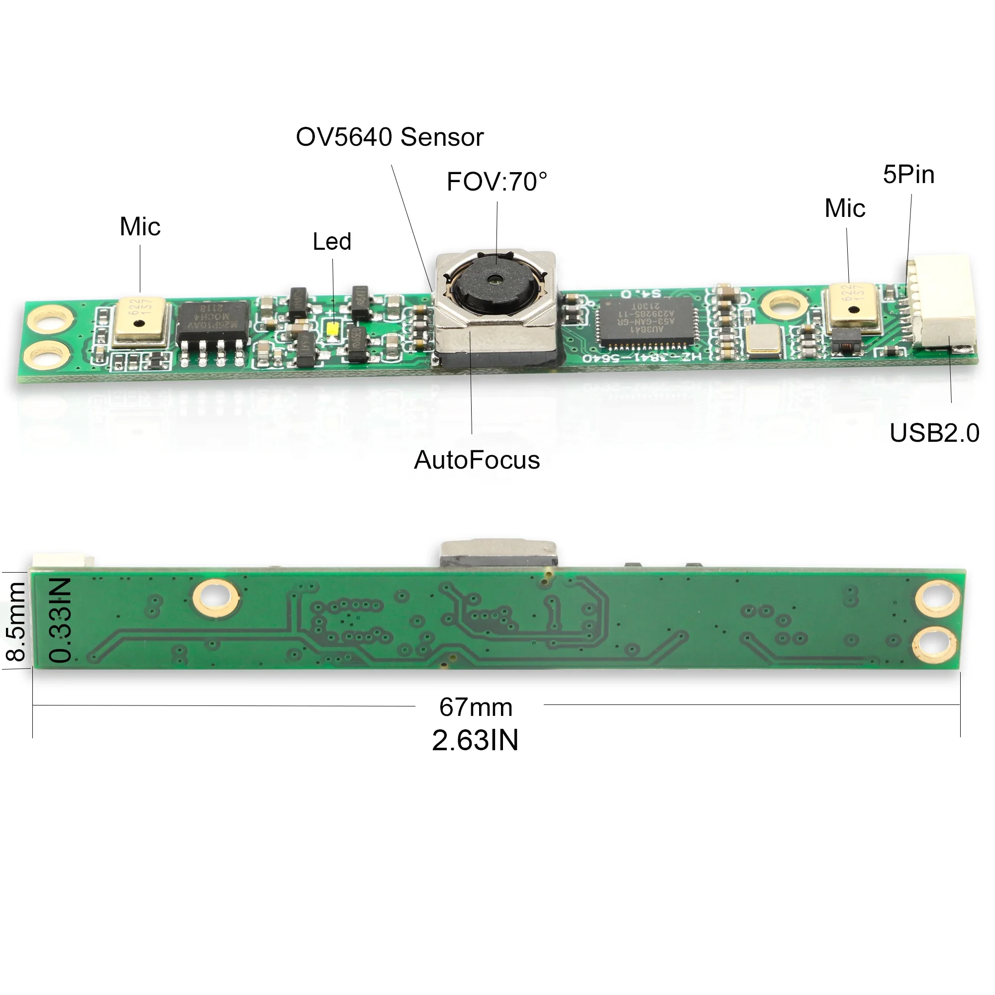 Factory 1/4inch 5MP Autofocus OV5640 Cmos Laptop OEM Analog Camera Module Pcb