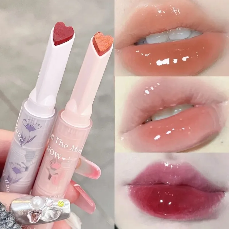 Wasser licht Lippen glasur Spiegel Glitzer Lippen tönung lang anhaltende feuchtigkeit spendende Liebe Herzform feste Lippenstift Stift Lippen Make-up Kosmetik