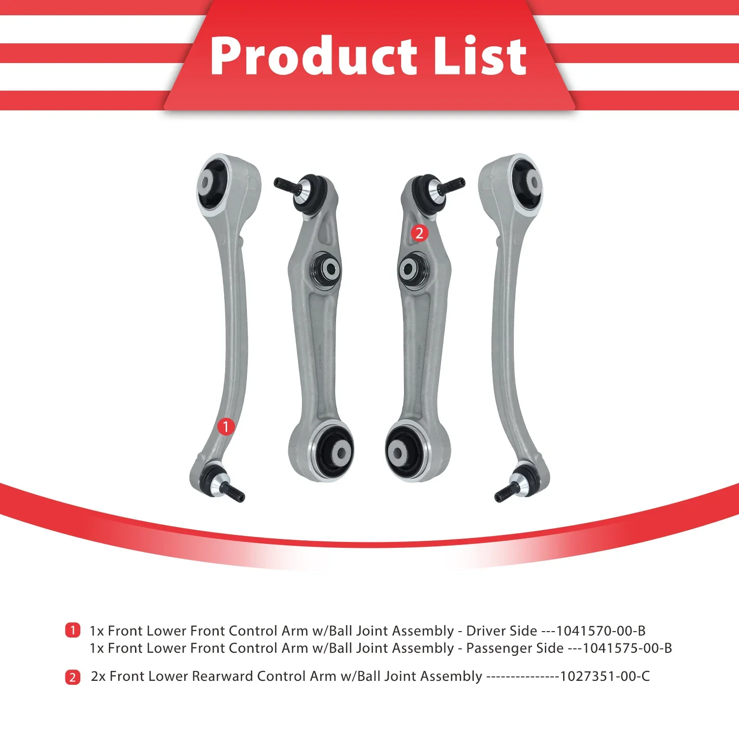 TOPICKSAP 4Pcs Front Lower Control Arm w/Ball Joint Kit for Tesla Model S/X 2012-2023 Suspension 1027351-00-C 1041570-00-B