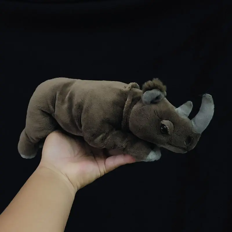 

L26cm Simulated Sumatran Rhino Plush Toy Cute Double-horned Rhino Doll Kids Girl Birthday Gift