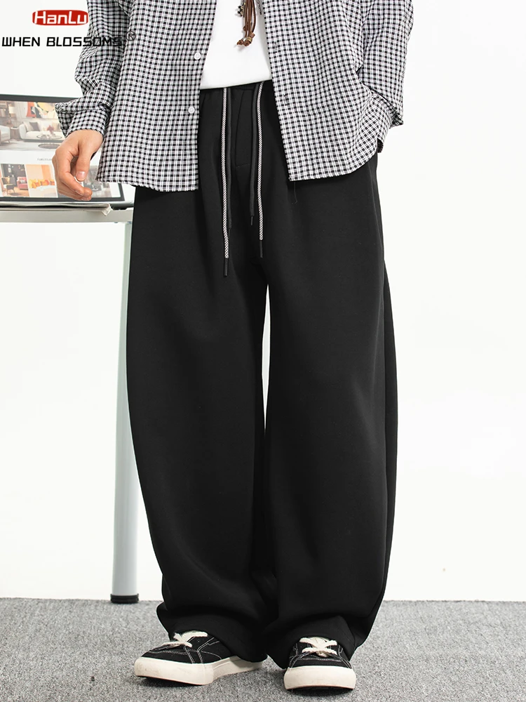 Spring Japanese Style Men's Loose Oversized Drop-Crotch Joggers Pleated Drawstring Casual Pants 2025 Fashion Trend